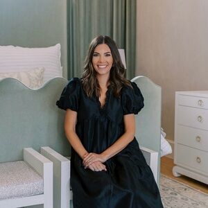 Kika Vargas Black Tiered Ruffle Edge Puff Sleeve Midi Dress